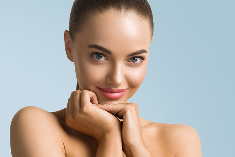 Beautiful Eyes Woman Face Healthy Skin Fashion Natural Makeup Pink Lips Fresh Clean Skin