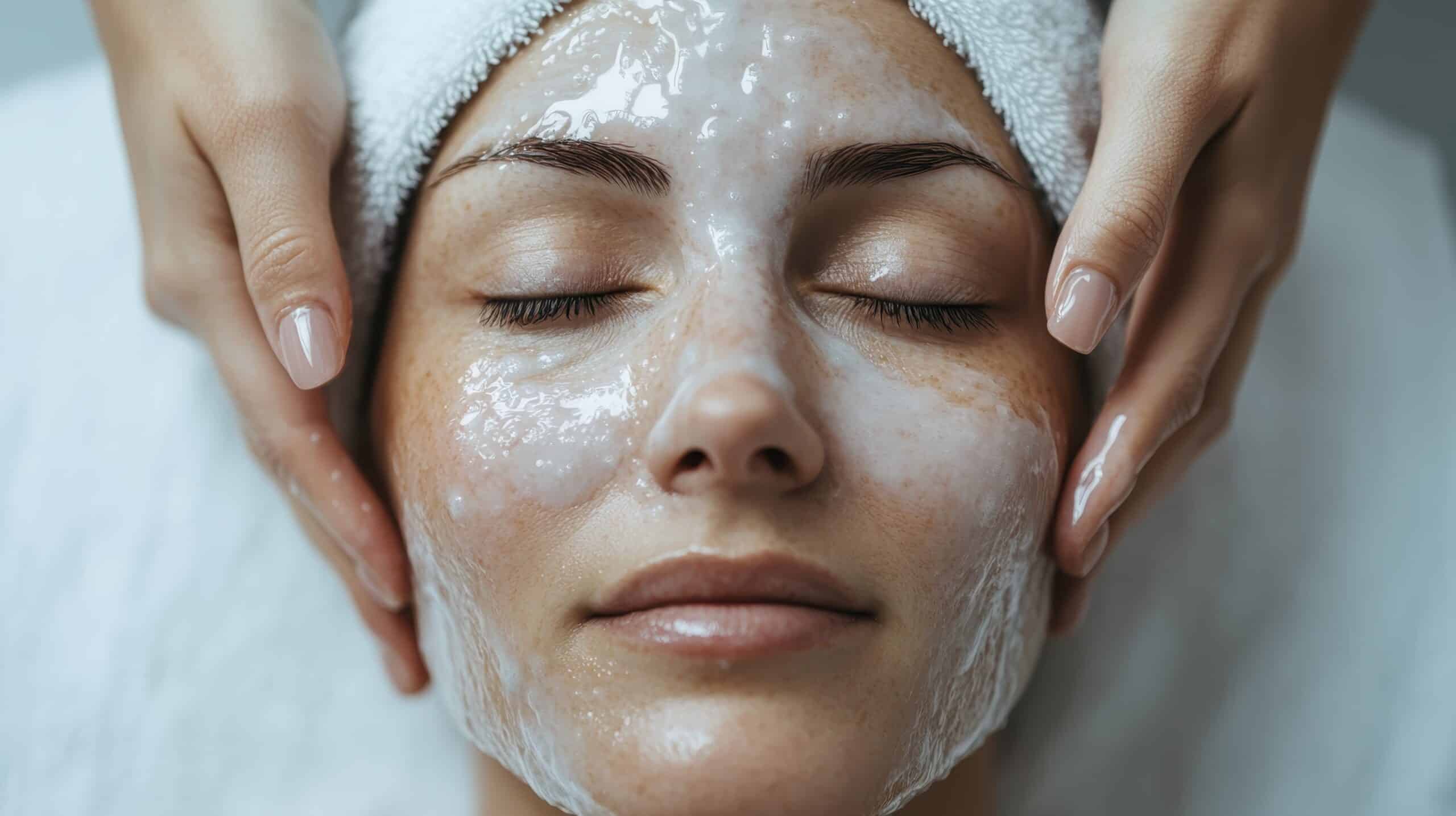 A Serene Scene Showing A Woman Undergoing A Relaxing Facial Treatment In A Spa Setting, Emphasizing The Importance Of Self Care And Rejuvenation Practices Including Sofwave.